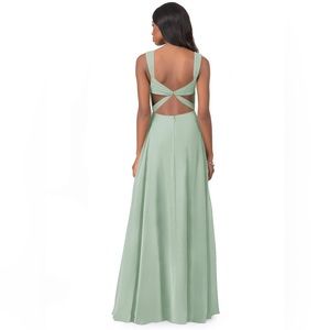 Azazie Nahrung. A-Line Pleated Chiffon Floor-Length Dress Agave